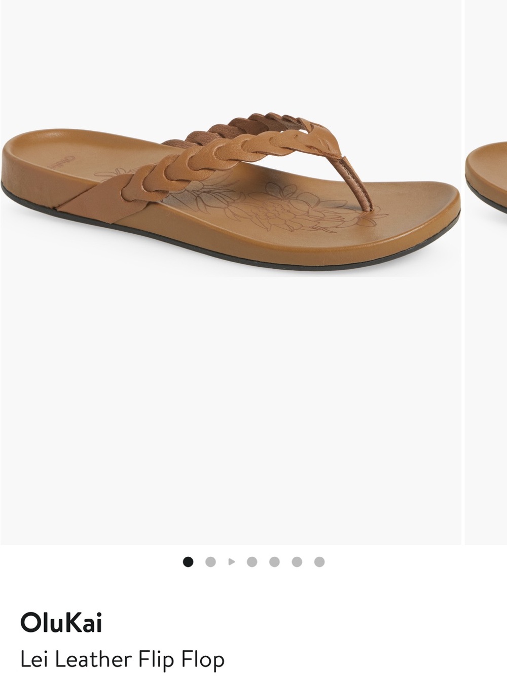 OluKai Lei Leather Flip Flop - Tan/Brown Braided Strap